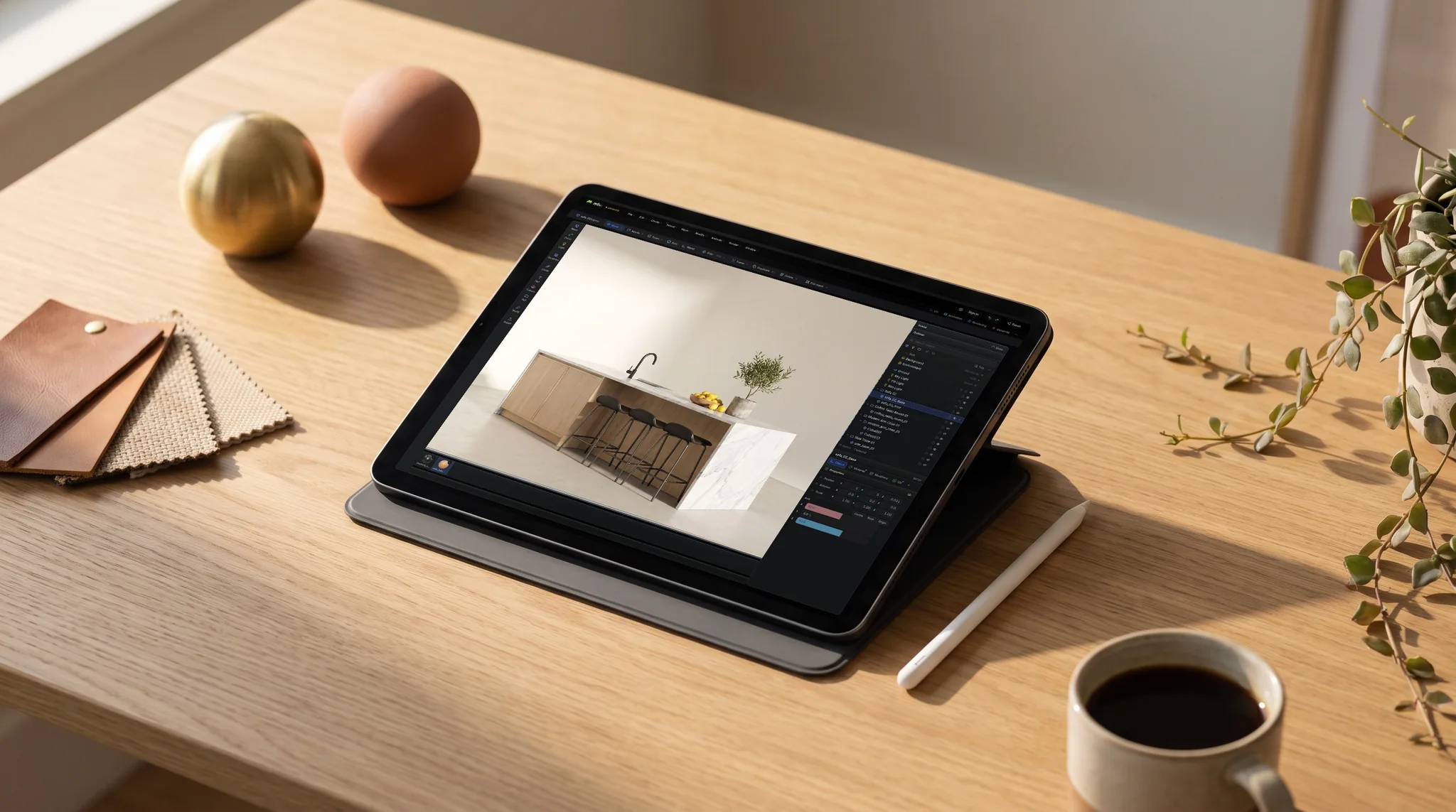 Studio running on an iPad — Scene assembly, modeling & animation